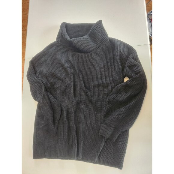 Simplee Women Black Ribbed Knit Turtleneck Oversized Cozy Sweater Size M - Picture 1 of 7
